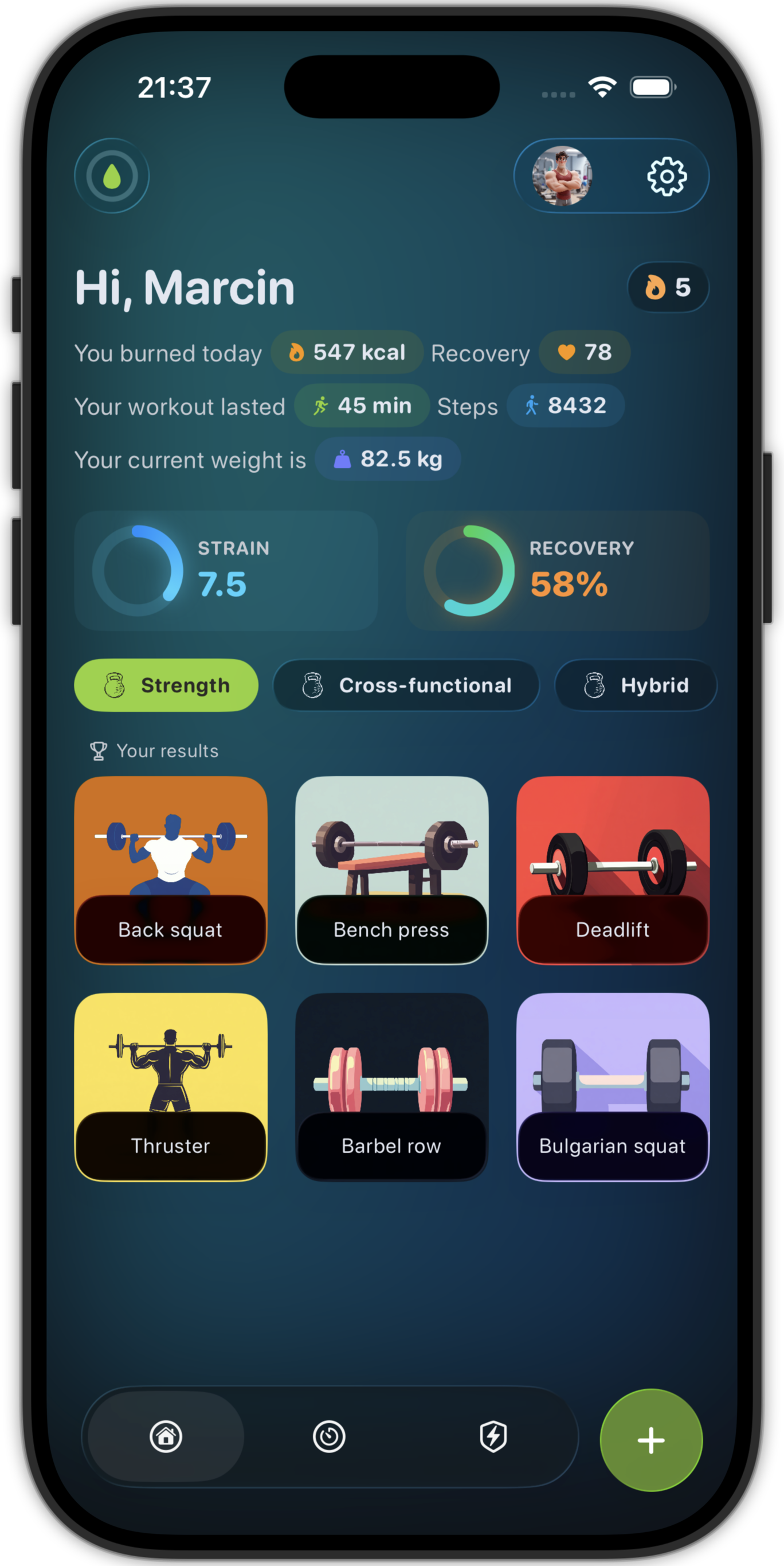 Barbell app dashboard