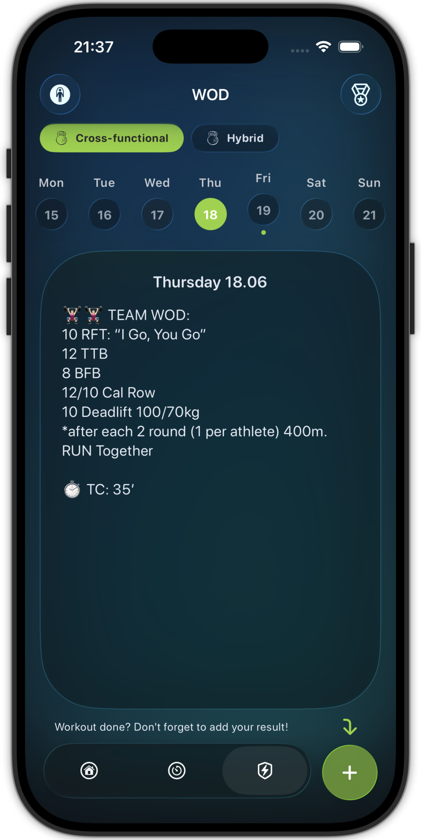 Weekly plan with WODs
