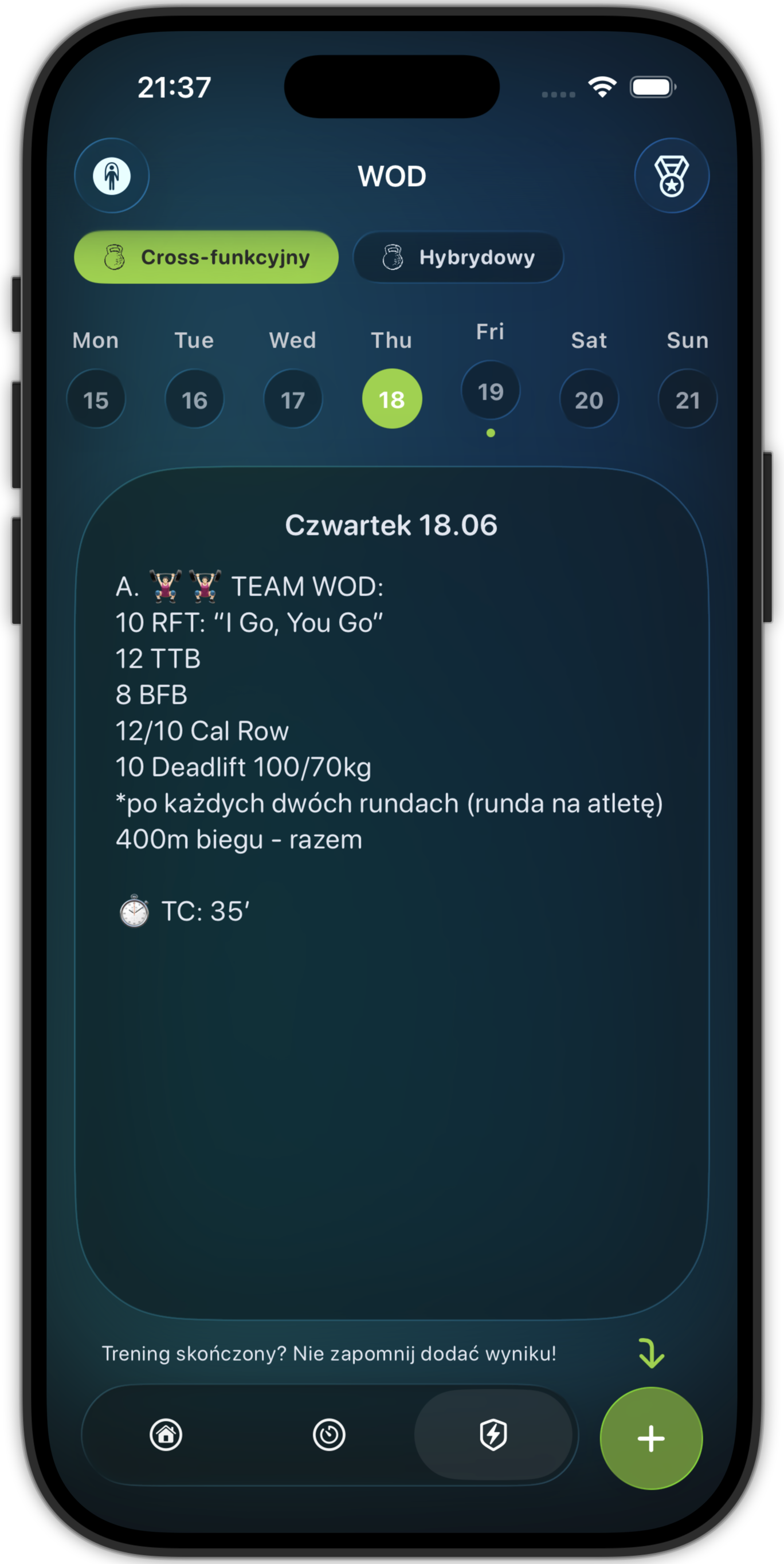 Plan tygodniowy z WOD-ami